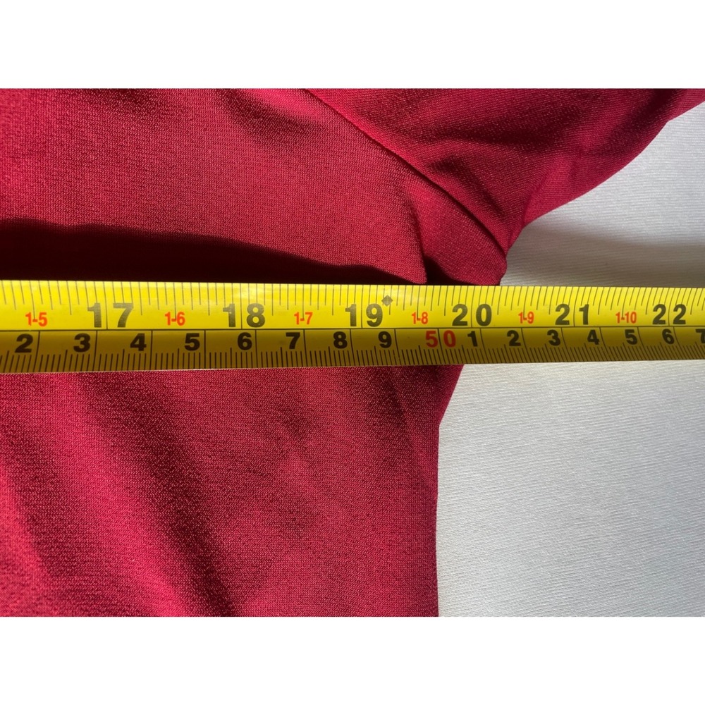 Tahari Womens XL Burgundy Red Button Cuff Long Sleeve Blouse Stretch Top - Picture 9 of 13